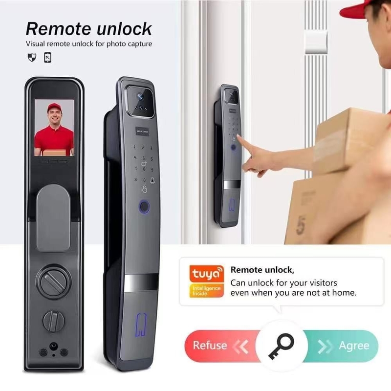 Smart Tuya Mobile Impresión digital facial contraseña tarjeta llave puerta cerradura puerta sin llave entrada proveedor